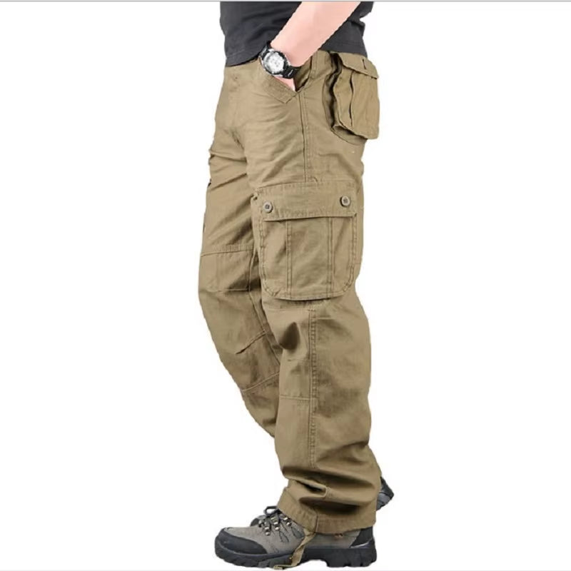Cotton Men'S Cargo Pants Casual Multi Pockets Tactical Work Pants Men Outerwear Straight Slacks Long Trousers for Men Clothing