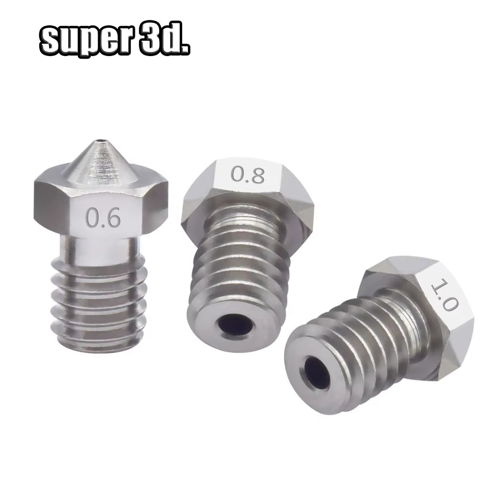 2Pcs V5 V6 Stainless Steel Nozzle 0.2/0.3/0.4/0.5/0.6/0.8Mm M6 Thread Nozzle for 3D Printer 1.75MM Extruder Hotend