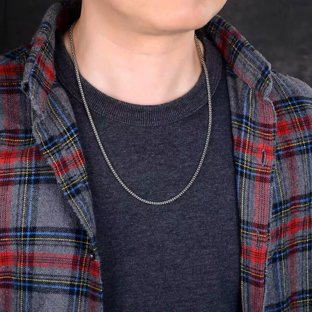 Real Silver Necklace Men Women Thai Silver Corn Necklace Male S925 Sterling Silver Long Chain Retro Pendant Necklace Jewelry