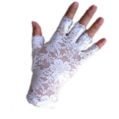 Womens Sexy Dressy Lace Gloves Sunscreen Short Gloves Fingerless Lace Driving Gloves Spring and Summer Mittens Accessories