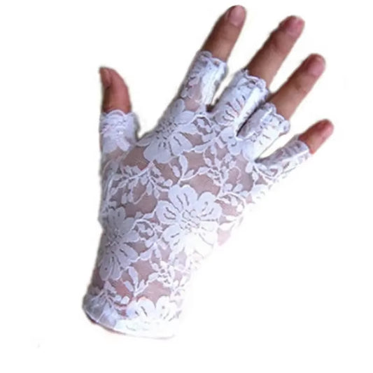 Womens Sexy Dressy Lace Gloves Sunscreen Short Gloves Fingerless Lace Driving Gloves Spring and Summer Mittens Accessories
