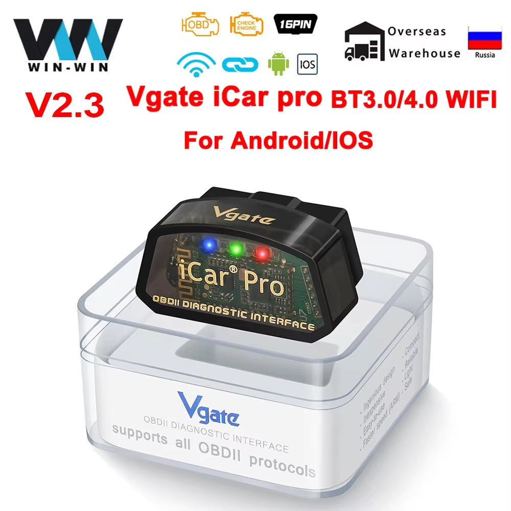 Icar Pro ELM327 V2.3 Bluetooth 4.0 WIFI for Ios/Android OBD Auto Scanner Code Reader OBD2 Car Diagnostic Tool ELM 327 V1 5