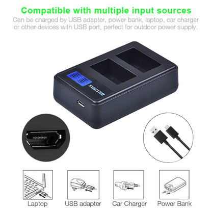 2000Mah NP-FW50 NP FW50 Camera Battery + LCD USB Dual Charger for Sony Alpha A6500 A6300 A6000 A5000 A3000 NEX-3 A7R Zv-E1
