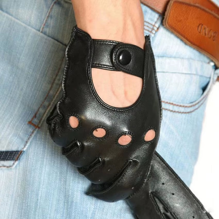 Real Leather Gloves Male Spring Autumn Lambskin Leisure Breathable Touchscreen Genuine Leather Sheepskin Men'S Driving M023W