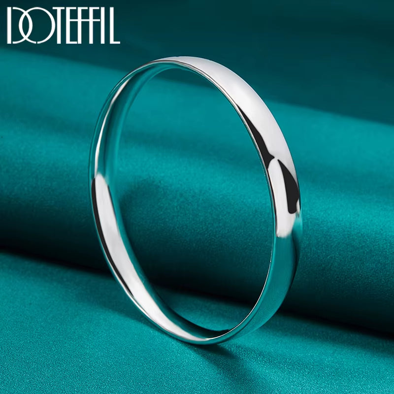 925 Sterling Silver 10Mm Smooth Solid Bracelet Bangles for Women Men Wedding Engagement Party Jewelry