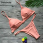 9 Colors Solid Bikini Set 2025 Sexy Push up Swimwear Women Brazilian Swimsuit Low Waist Biquini Halter Two Pieces Bathing Suit