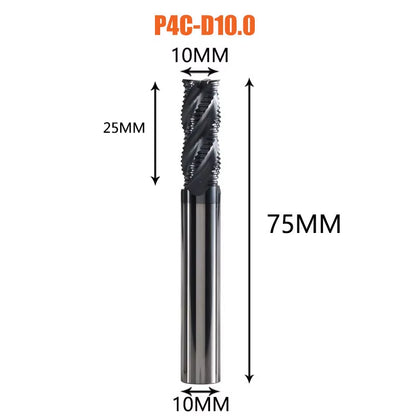Solid Carbide Roughing End Mill 4 Flute CNC Milling Cutter Bits Router Bit for 50 Hrc Metal Roughing Machining 6Mm to 20Mm