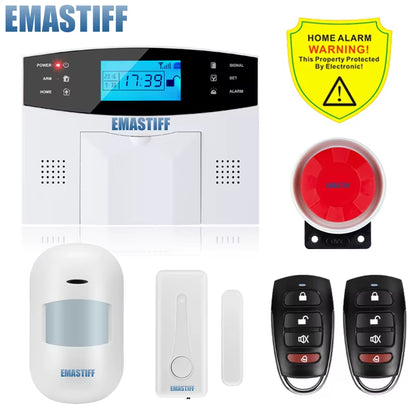NEW 433Mhz Door Gap Sensor PIR Motion Detector Wireless LCD GSM SIM Card House Security Alarm System Smoke Security Alarm