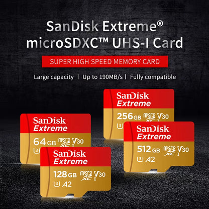 Micro SD Card Original Extreme A2 V30 U3 SDXC Flash 32GB 64GB 128GB 256GB Microsd Card 190Mb/S TF Card for Phone Tablet