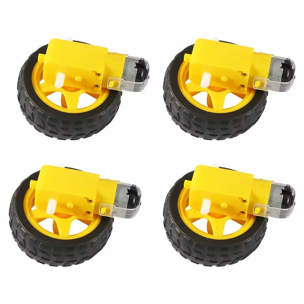DC Electric Motor with Plastic TT Motor Tire Wheel 3-6V Dual Shaft Gear Motor TT Magnetic Gearbox Engine for Arduino Smart Car