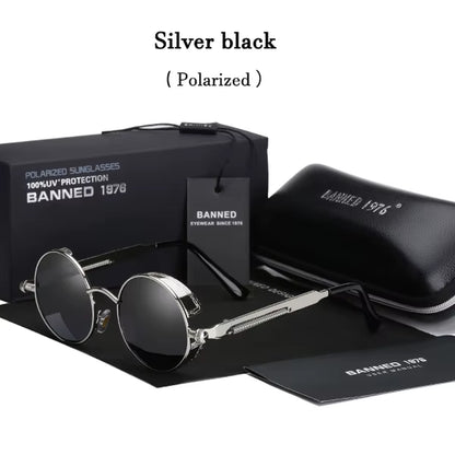 2020 Retro round Metal HD Polarized Punk Steampunk Sunglasses for Women Men,Vintage Sun Glasses Oculos De Sol Meminino Masculino