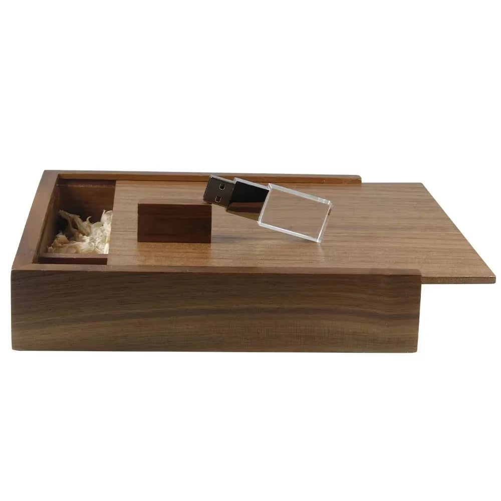 (1 PCS Free LOGO) Photo Unique Album Walnut Wood Usb+Box Pendrive USB Flash Drive 8GB 16GB 32GB 64GB 128GB Photography