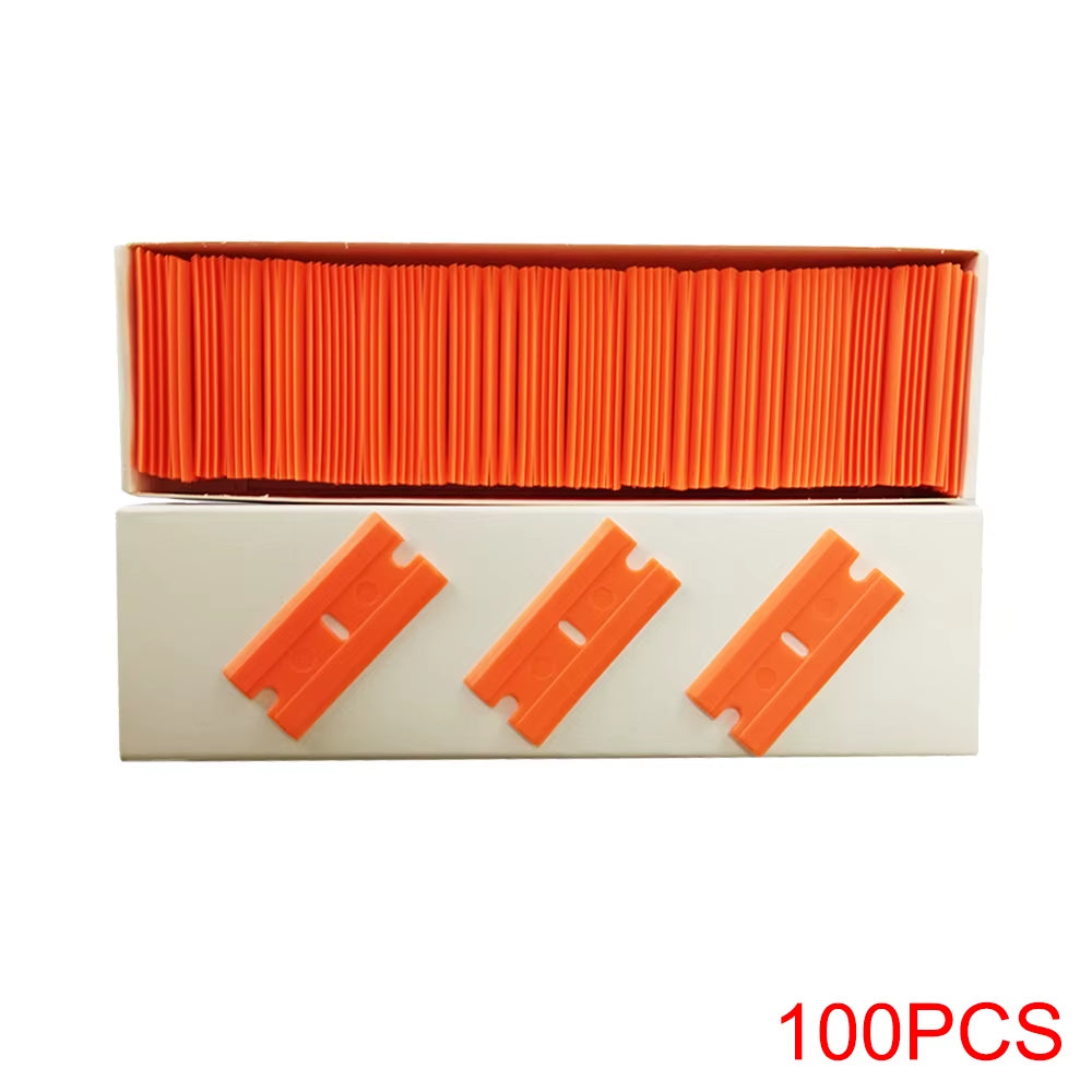 100Pcs Razor Blades Safety Scraper Glue Knife Glass Cleaner Replacement Carbon Steel Blade Ceramic Car Labels Remover E13