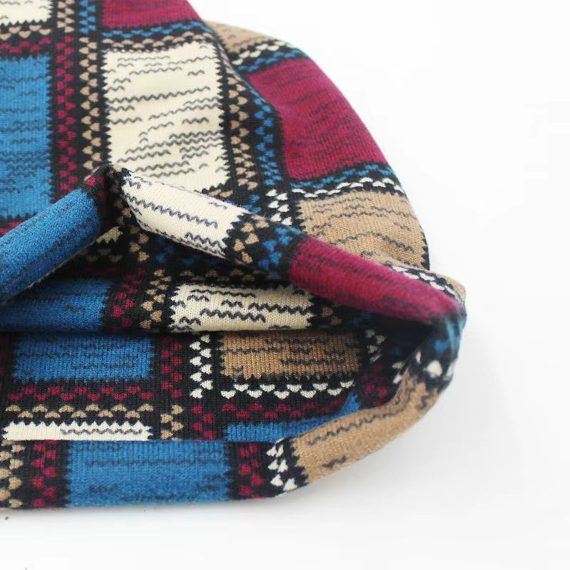 Brand Autumn Winter Hats for Women Plaid Design Contrast Color Ladies Hat Skullies and Beanies Men Hat Unisex HT022