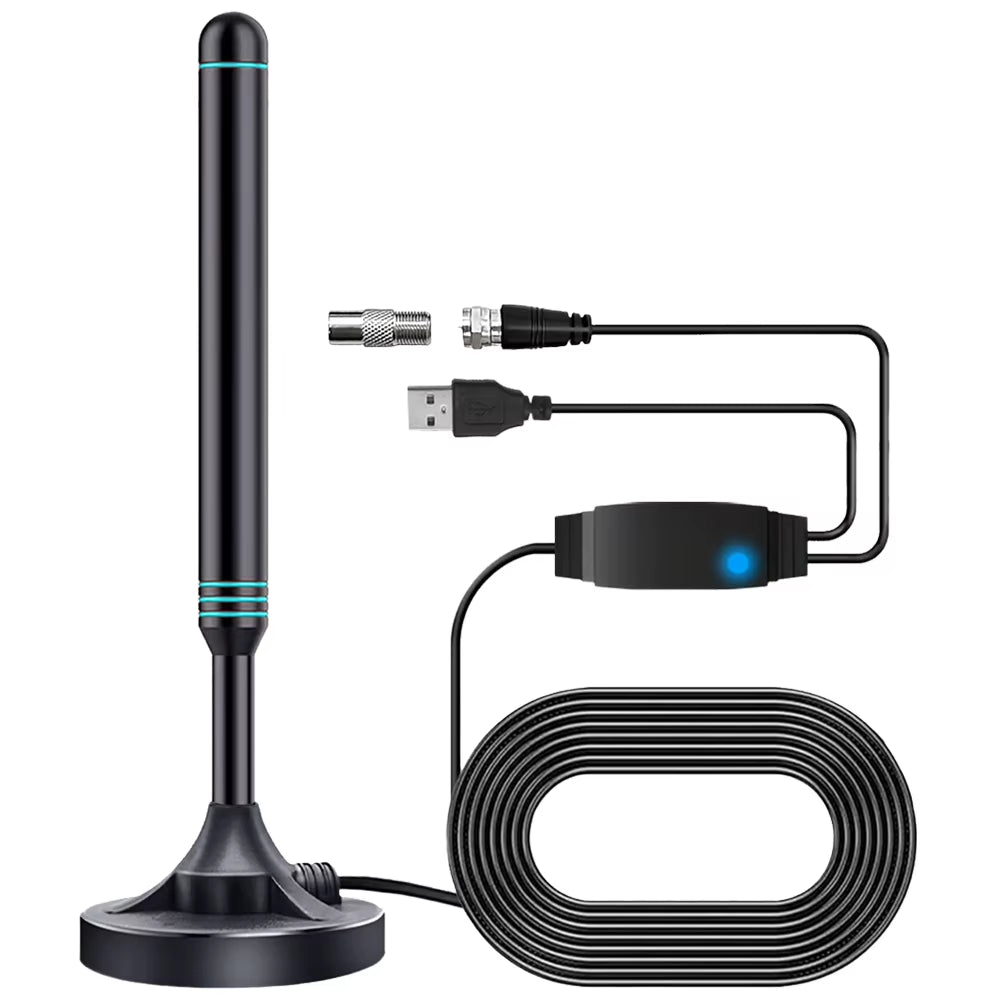 4K/1080P HD Digital TV Antenna Magnetic Base 480+ Miles Digital HD Aerial VHF UHF Amplified Digital Antenna for DVB-T2 TV HDTV