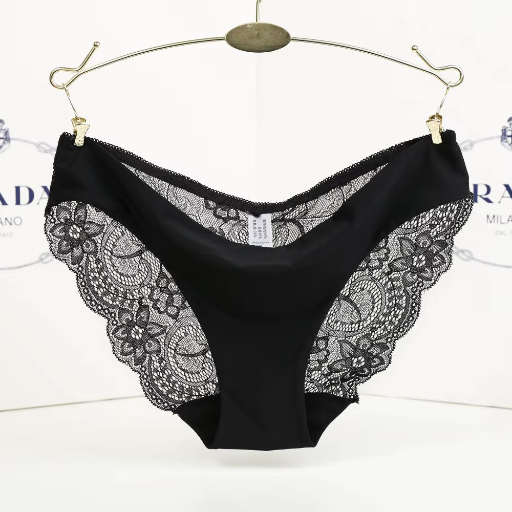 14 Colors Women'S Invisible Underwear Spandex Crotch Intimate Women Sexy Lace Black Floral Panties Seamless Panty