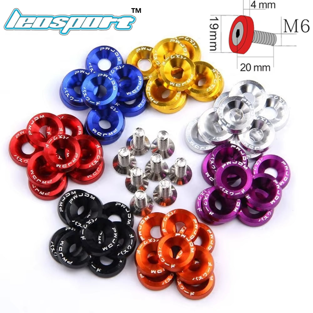 Leosport-10 Pcs/Pack JDM Style Aluminum Fender Washers and Bolt for Honda Civic Integra RSX EK EG DC