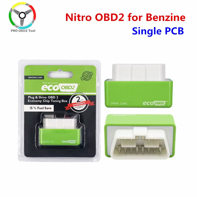 15% Fuel save Ecoobd2 Nitro Obd2 for Benzine Petrol Gasoline Cars Eco OBD Diesel Nitro OBD2 Chip Tuning Box Plug&Driver