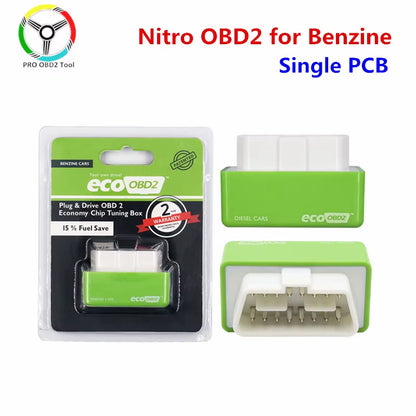 15% Fuel save Ecoobd2 Nitro Obd2 for Benzine Petrol Gasoline Cars Eco OBD Diesel Nitro OBD2 Chip Tuning Box Plug&Driver