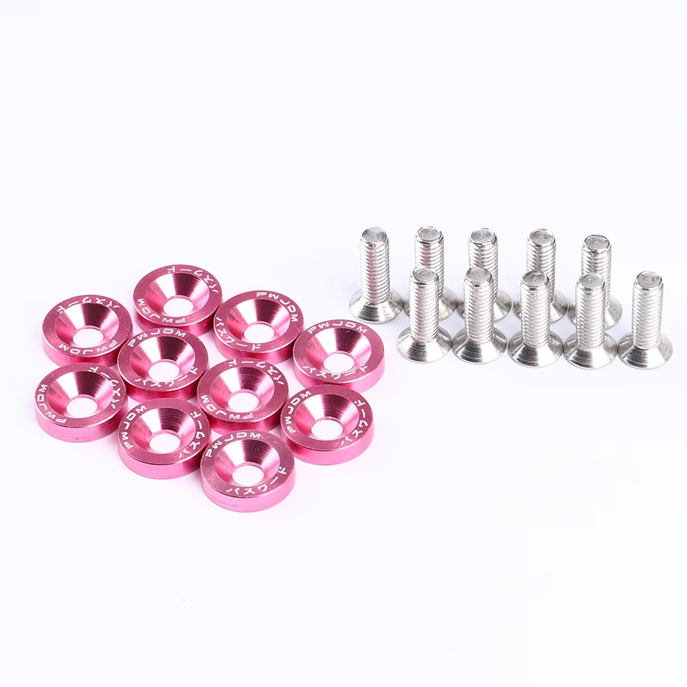 Leosport-10 Pcs/Pack JDM Style Aluminum Fender Washers and Bolt for Honda Civic Integra RSX EK EG DC