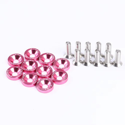 Leosport-10 Pcs/Pack JDM Style Aluminum Fender Washers and Bolt for Honda Civic Integra RSX EK EG DC