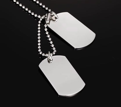 Stainless Steel Double Dog Tag Necklace for Men High Polished Pendant ID Men Jewelry 24" Chain Necklace