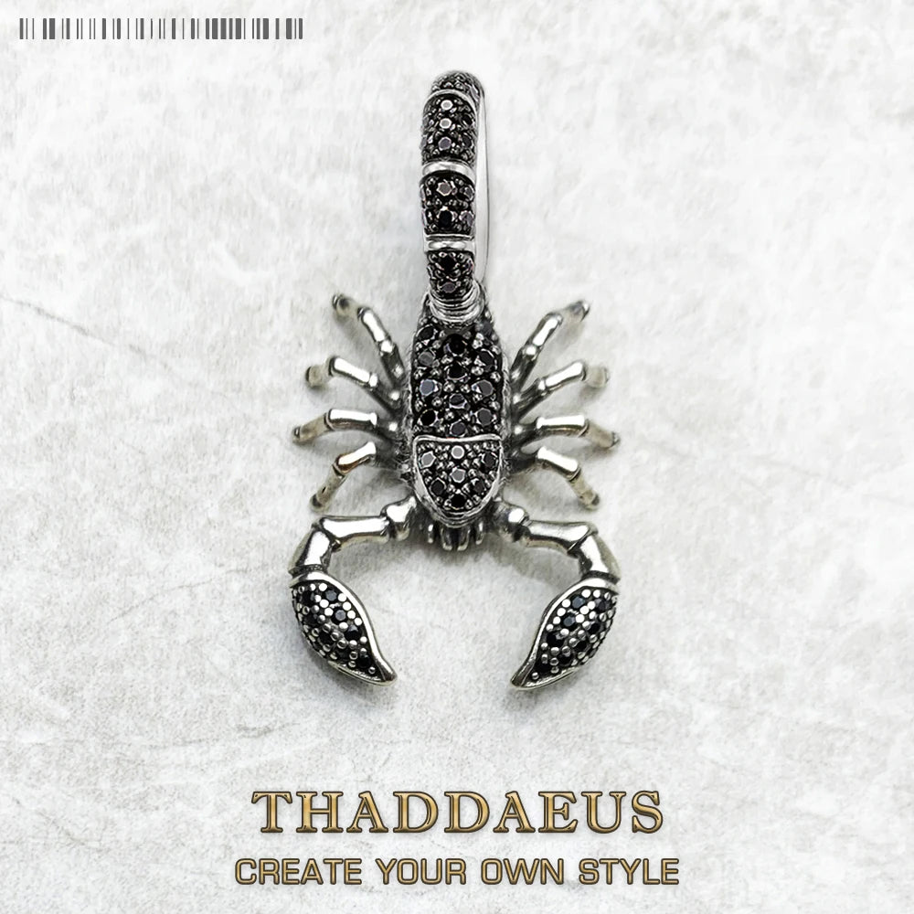 Pendant Scorpion Black,Brand New Fashion Jewelry Europe 925 Sterling Silver Accessories Gift for Woman Rebel Men