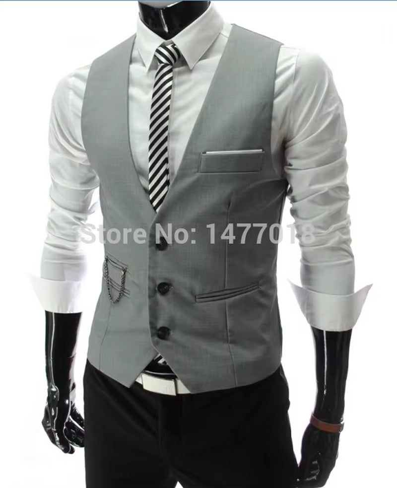 2025 New Arrival Dress Vests for Men Slim Fit Mens Suit Vest Male Waistcoat Gilet Homme Casual Sleeveless Formal Business Jacket