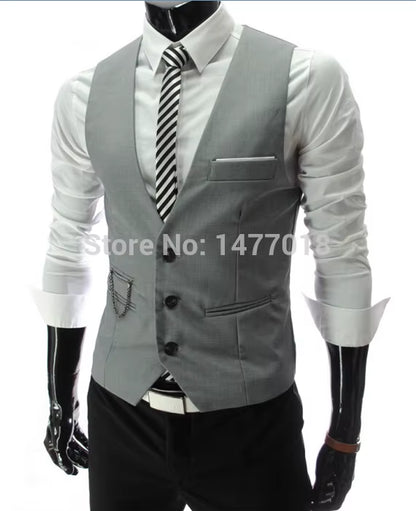 2025 New Arrival Dress Vests for Men Slim Fit Mens Suit Vest Male Waistcoat Gilet Homme Casual Sleeveless Formal Business Jacket