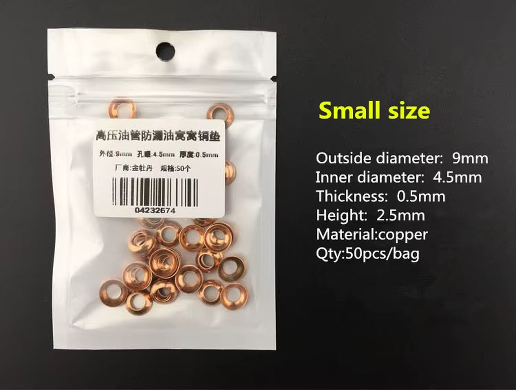 50 Pcs High Pressure Pipe Nest Copper Pad Cone Gasket for High Pressure Oil Tube anti Oil Leaking Gasket