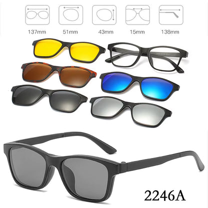 6 in 1 Changed Lens 5 Lenes Magnet Sunglasses Mirrored Sunglasses Glasses Men Polarization Custom Prescription