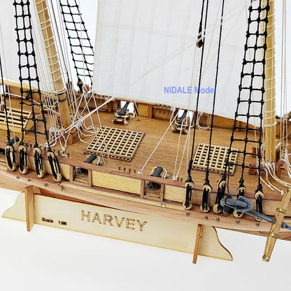 New Version Scale 1/96 Classics Ancient Ship Model Building Kits Harvey 1847 Wooden Sailboat DIY Home Decorations