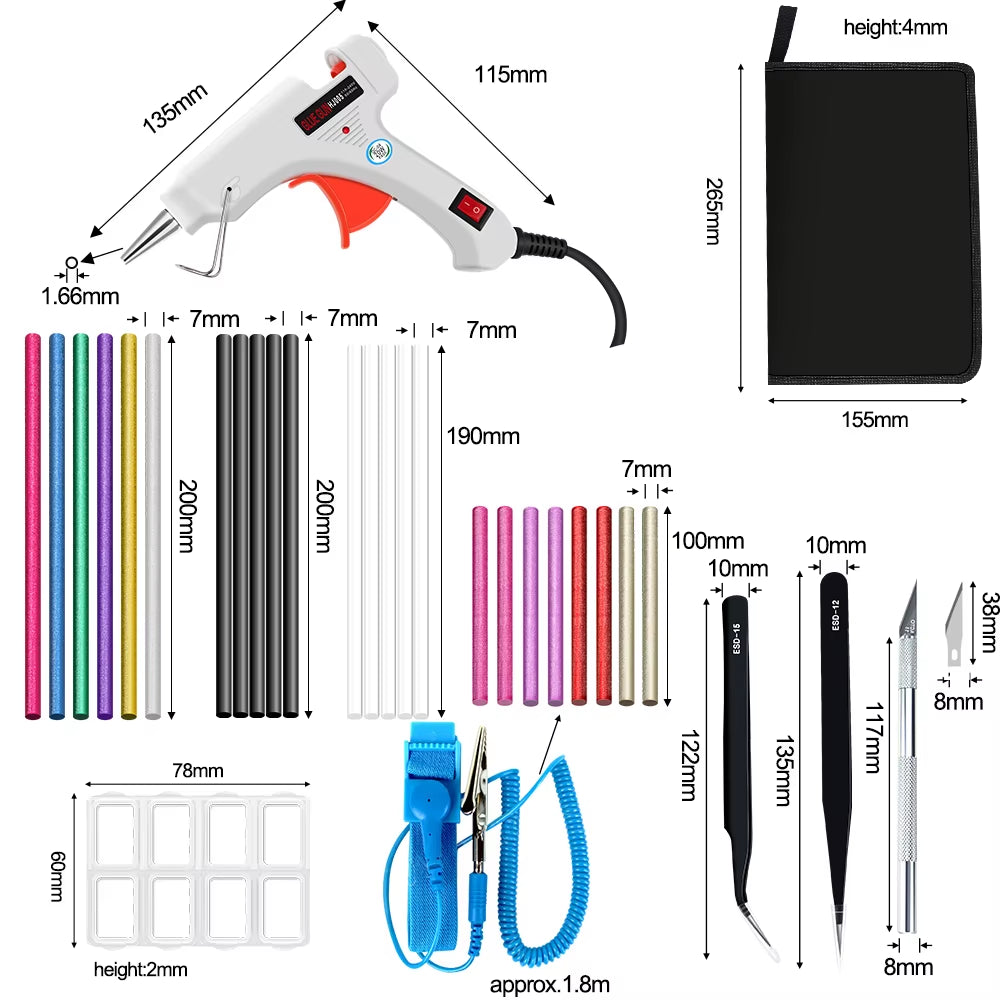 Free Shipping 6 in 1 Glue Gun Set Electric Heat Hot Melt Crafts Repair Tool Professional DIY 110-240V 20W with Sticks Gift