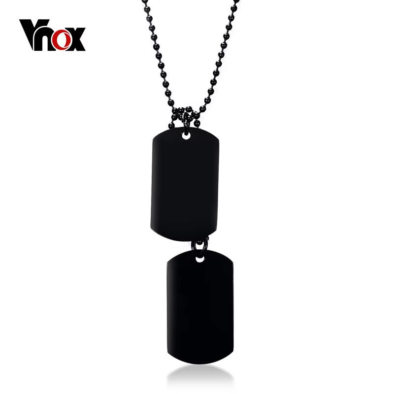 Stainless Steel Double Dog Tag Necklace for Men High Polished Pendant ID Men Jewelry 24" Chain Necklace