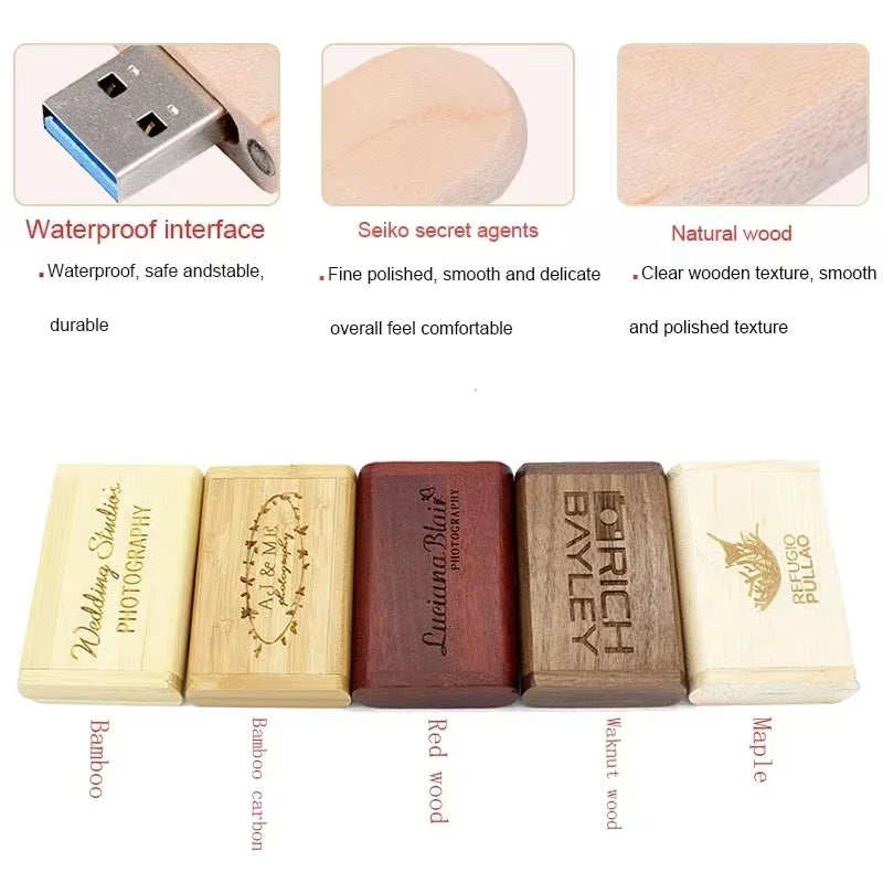 USB 3.0 High Speed LOGO Wooden Box Personal Logo Customer Pendrive 8GB 16GB 32GB 64GB USB Flash Drive Pen Drive U Disk