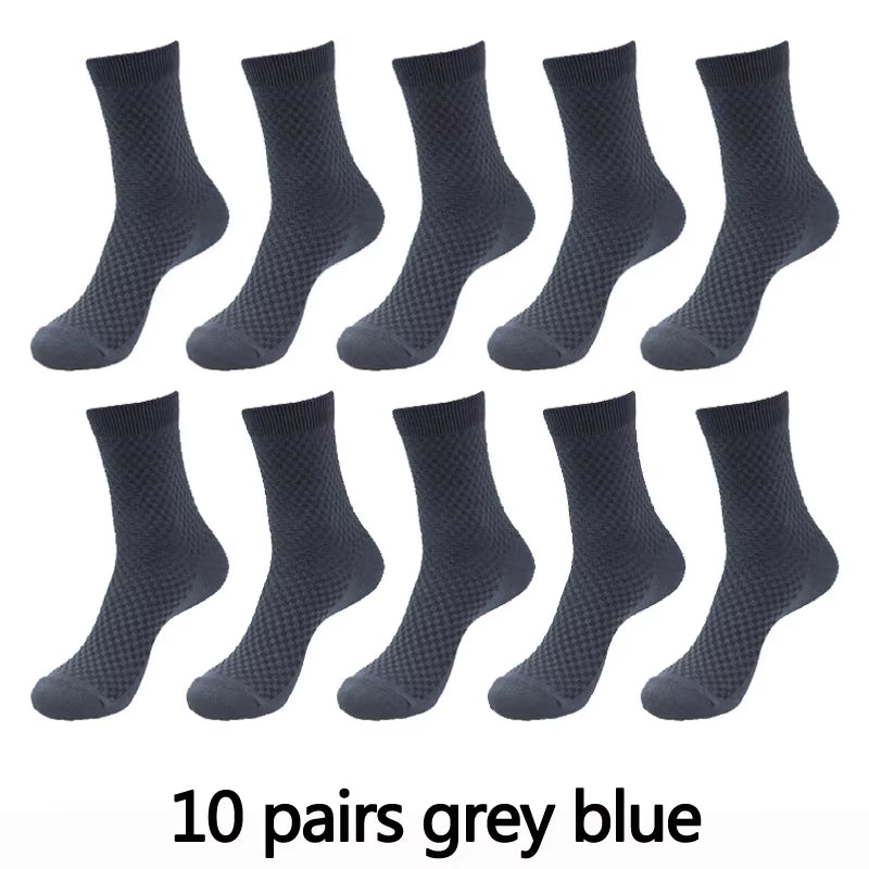 10 Pairs High Quality Bamboo Fiber Men'S Socks Business Breathable Deodorant Compression Socks Men Long Big Size EUR 38-46