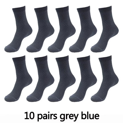 10 Pairs High Quality Bamboo Fiber Men'S Socks Business Breathable Deodorant Compression Socks Men Long Big Size EUR 38-46