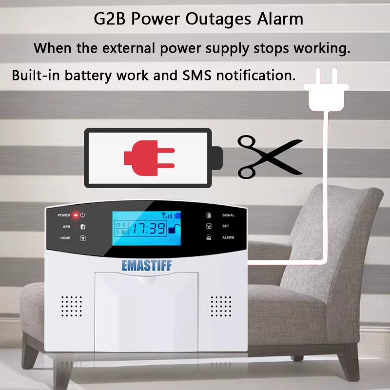 NEW 433Mhz Door Gap Sensor PIR Motion Detector Wireless LCD GSM SIM Card House Security Alarm System Smoke Security Alarm