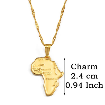 Africa Map Pendant Necklace Women Men Silver Color/Gold Color Ethiopian Jewelry Wholesale African Hiphop Item @132106