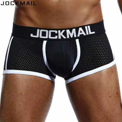 Brand Men Mesh Underwear Boxers Calzoncillos Hombre Gay Sleepwear Cueca Boxer Breathable Crotch Male Panties Shorts