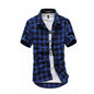 Red and Black Plaid Shirt Men Shirts 2025 New Summer Fashion Chemise Homme Mens Checkered Shirts Short Sleeve Shirt Men Blouse