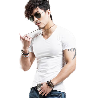 2025  Brand New Men T Shirt 10 Colors Fitness Mens T-Shirts V Neck Man T-Shirt for Male Clothing Tshirts S-5XL Tops Tees