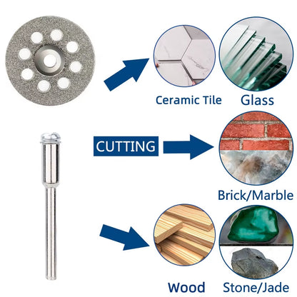 Diamond Saw Blade Diamond Cut off Disc for Dremel Rotary Tools 20Mm 22Mm 25Mm 30Mm with Mandrel Mini Cutting Disc