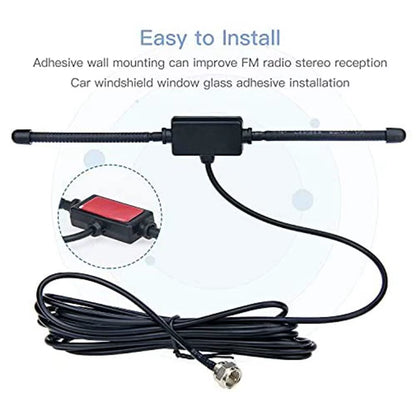 FM Radio Antenna FM F-Head Sheep Horn Antenna for Car FM TV Radio Station 75 Ohms F Female Head to TV3.5 Mono