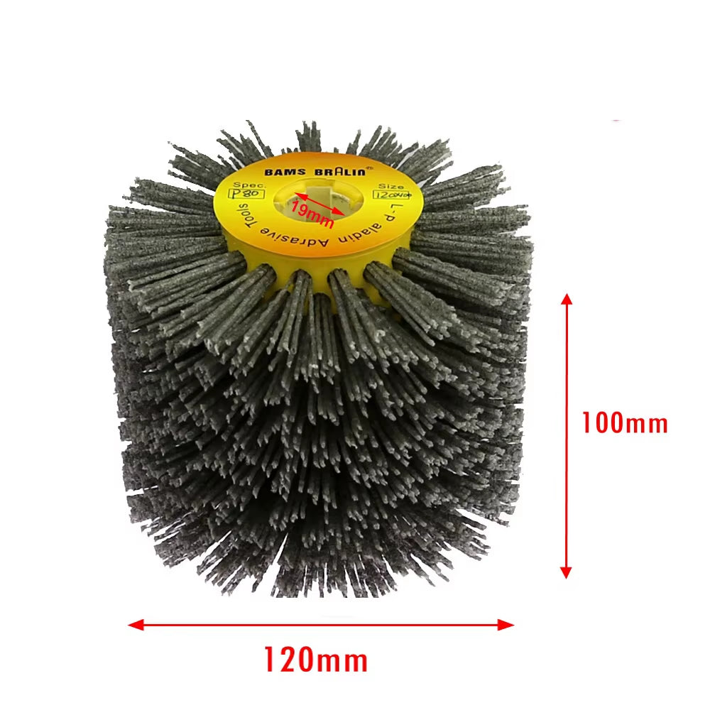 1 Pcs 120X100X19Mm Nylon Abrasive Wire Drum Polishing Wheel Electric Brush for Woodworking Metalworking