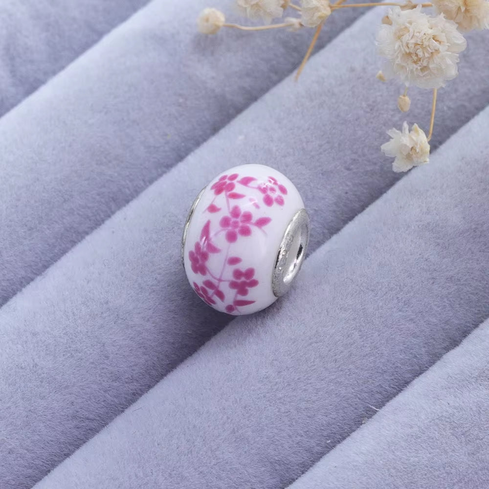 New European Colorful Lampwork Glass Bead Murano Plastic Aolly Charm Fit Pan Brand Bracelet Bangle Women DIY Jewelry Dropship