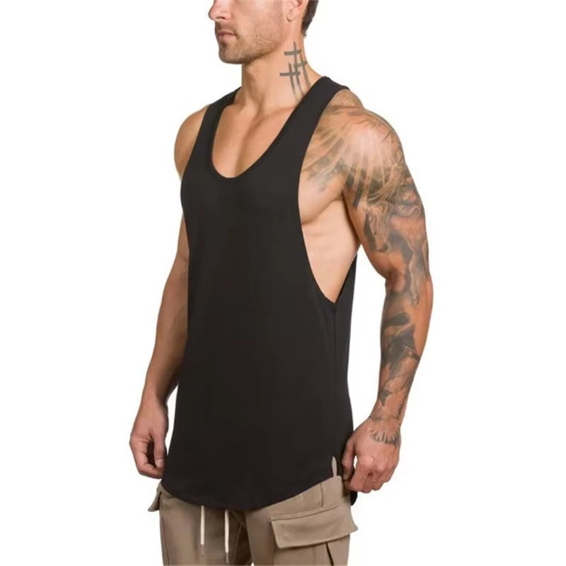 Brand Gym Clothing Men Bodybuilding and Fitness Stringer Tank Top Vest Sportswear Undershirt Muscle Workout Singlets