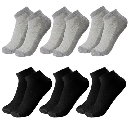 6 Pairs Breathable Men'S Socks Short Ankle Elastic Solid Color Mesh High Quality Business Unisex Sokken plus Size EU38-47