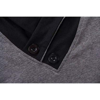New plus Size Summer Mens T-Shirts Fashion 2025 Slim Short Sleeve Patchwork V Neck Cotton Black T Shirt Men Button Tops & Tees