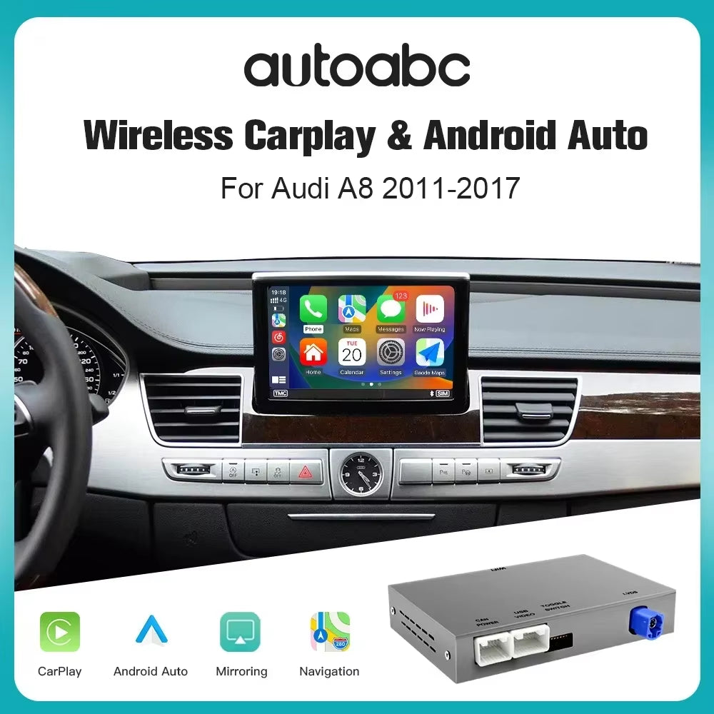2025 New  Wireless Android Auto for Audi Car A8 2011-2017 Carplay Interface Mirror Link Air Play